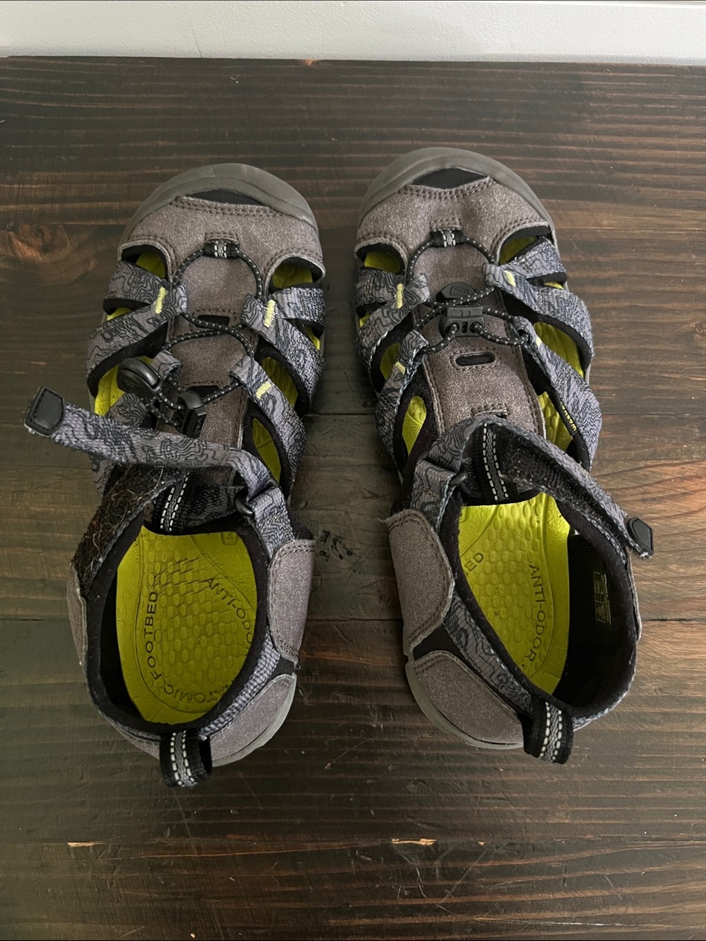 Keen Kids Gray Sandals with Lime Green Insole